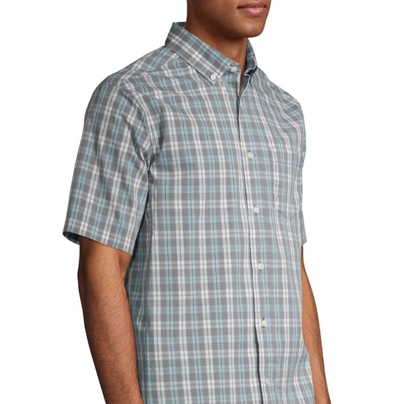 🆕George Men’s Plaid Poplin Short Sleeve Shirt - Picture 4 of 6
